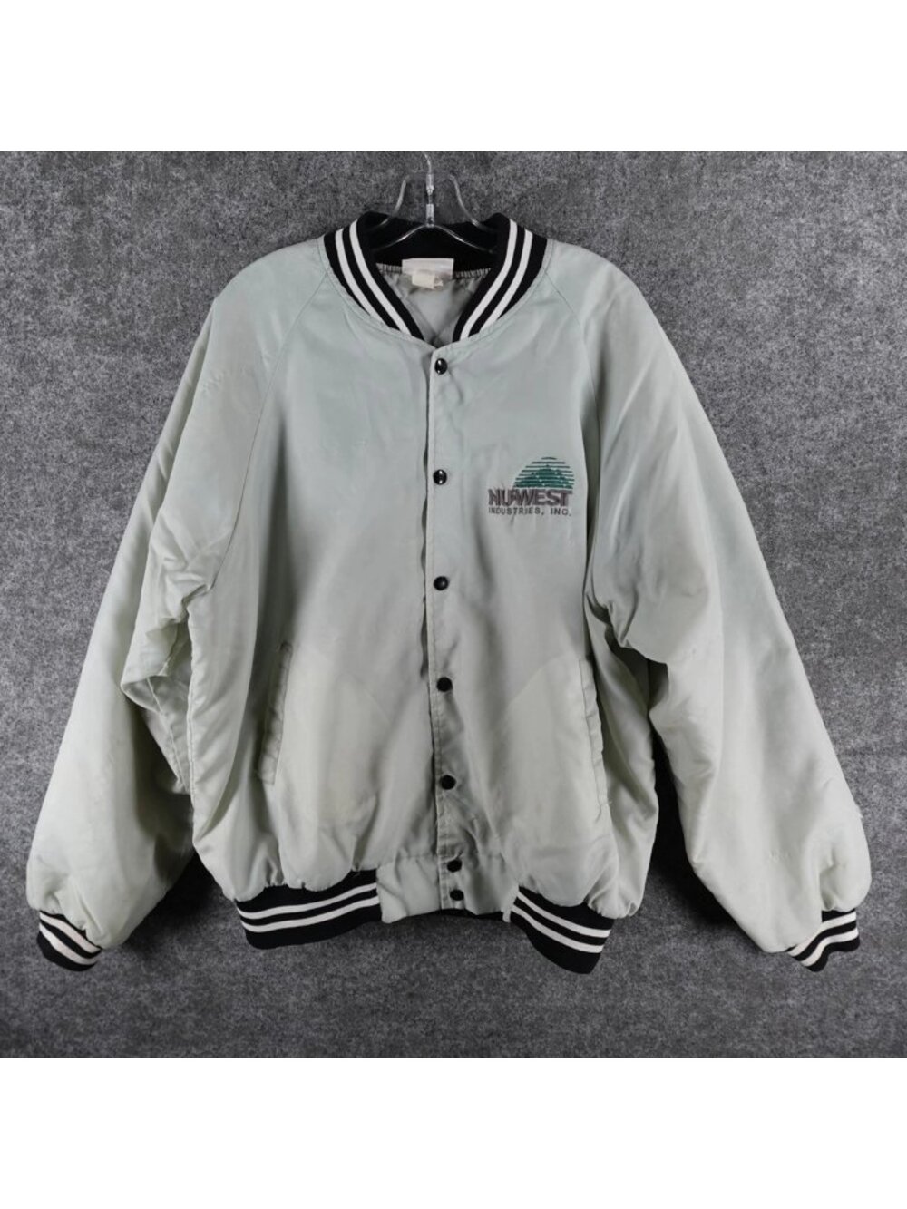 Vintage Hartwell Satin Bomber Jacket Mens XL Gray Nu-West‎ Industries USA Made